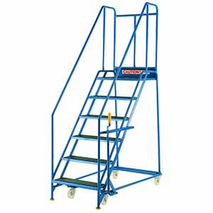 Handlock Mobile Safety Steps with 10 x 760mm W Rubber Treads Mobile Warehouse Safety Steps | Working Height 3m - 4m. S095 