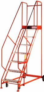 Handlock Mobile Safety Steps - 13 x 560mm W Aluminium Treads Mobile Ladder with Expanded metal and chequer plate safety steps 4-5m high S168 