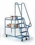 Order picking trolleys shelves tiered shelf with ladder steps