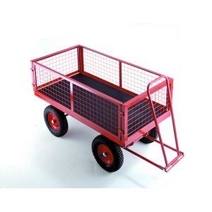 Turntable Trailers - Wire Mesh Ends & Sides 500kg Turntable trolleys | hand pulled trolleys | pull along steering handle 521TR351P 