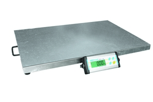Stainless weighing platform scales 'M Series' 200kg capacity Floor mounted platform scales with LCd reader on poles or for remote mounting 138341 