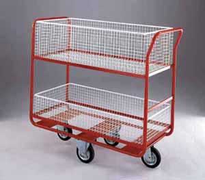 Post Room Trolley with 2 baskets 1070x535x1170 Post trolley mesh basket containers document distribution trolleys 507BT106 