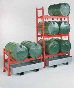 Stacking Drum pallet racking system Drum trolleys drum lifting and storage units with bunded pallets 103712 