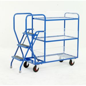 3 Tier basket picking trolley with 3 steps 175Kg 511S198