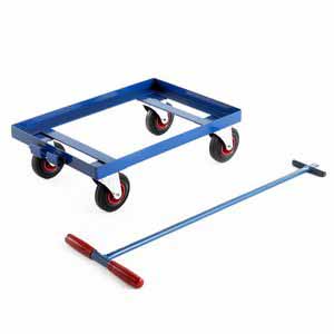 506CT64 Euro Container dolly trolley max load 250kgs 640mmL x 415mmW x 195mmH to suit 600mm x 400mm euro containers and handle not included...