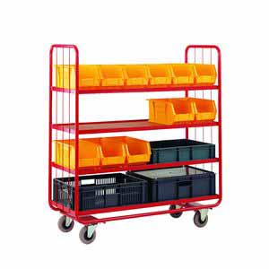 Container Kan Ban Shelf Trolley - 1410mm x 450mm x 1280mm Production trolleys for picking containers, Euro container trolley CT49 