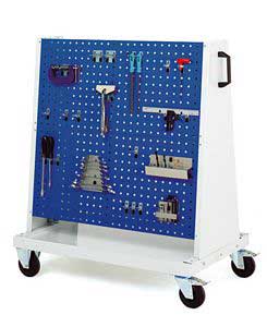 Bott Panel Trolley 1200mm High - 4 Perfo Panels & 40 Hooks Bott PerfoTool Trollieys | Mobile Trolley Shadow Boards | Mobile Tool Storage 07002132.11v Gentian Blue (RAL5010) 07002132.24v Crimson Red (RAL3004) 07002132.19v Dark Grey (RAL7016) 07002132.16v Light Grey (RAL7035) 07002132.RAL Bespoke colour £ extra will be quoted
