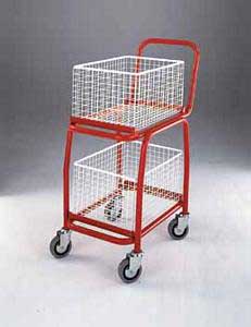 Mail Trolley with 2 baskets 700x435x920 Post trolley mailroom trolleys benches and parcel sorting frames 32/bt107.jpg