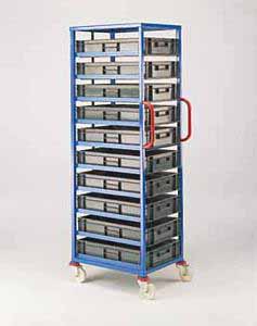 10 euro containers Mobile tray rack 1710mm High Production trolleys for picking containers, Euro container trolley 506CT210 