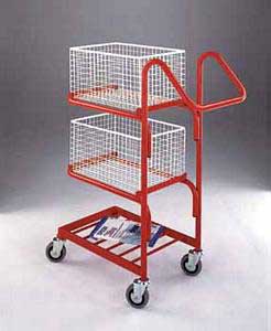 Small Post Room Trolley with 2 baskets 855x430x1055 Post trolley mesh basket containers document distribution trolleys 507BT109 