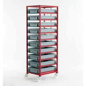 Mobile tray rack 1710mmH with 10 euro containers Production trolleys for picking containers, Euro container trolley 43/CT410.jpg