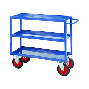 3 tier steel tray trolley 1090mmL x 500mmW x 1200mm Multi-tiered trolleys tier tea trolleys & 3 tier trucks with shelves trays or baskets 507TT35 Blue, Red