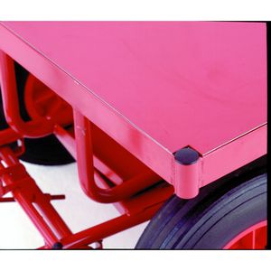 Steel Deck 1500mm x 750mm with deck height 500mm. Fully Welded contruction from rectangular and round section steel tube. 750kg Capacity. Pneumatic... Turntable trolleys | hand pulled trolleys | pull along steering handle