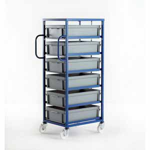 6 euro container mobile tray rack 1420mm High Production trolleys for picking containers, Euro container trolley 506CT506 