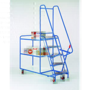5 step tray trolley with 3 reversible shelves Order picking trolleys shelves tiered shelf with ladder steps 50/S196.jpg
