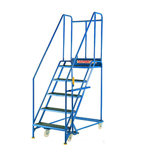 Safety Step 5 tread - working height 2.7m x 915mm o/a width. Expanded metal and chequer plate safety steps 2 - 3m high 55/s053.jpg