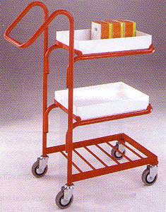 Small Parcel Distribution trolley with 2 steel trays Post trolley mesh basket containers document distribution trolleys 507BT110 